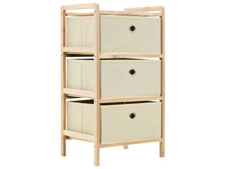 KUPTYERFG Korbkommode mit 3 Stoffkörben Zedernholz Beistellschrank Beige Kompakte Holzkommode für Schlafzimmer und Bad, bietet praktischen Stauraum durch 3 herausnehmbare Stoffschubladen.