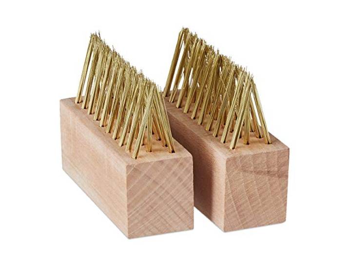 Relaxdays Brosse à Joints\, Lot de 2\, Fils en Acier\, Jardin\, pour Mousse & Mauvaises Herbes\, Couleurs Laiton et Nature