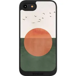 Nivocase Handyhülle für Apple iPhone 8 Hülle NIVOpure Case Schwarz Sonnenschein Sonnenuntergang Vogel (Apple iPhone 8), Smartphone Hülle, Schwarz