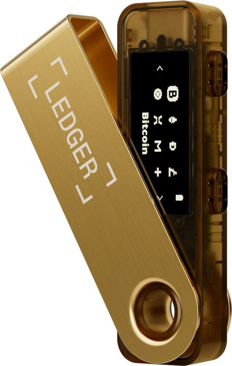 Ledger Nano S Plus Hardware-portemonnee voor Bitcoin, Ethereum en NFT, Zwart-Goud
