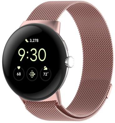 Everyday Crate Google Pixel Watch 2 Milanese Mesh Band Magnetic Stainless Steel Watch Band pink