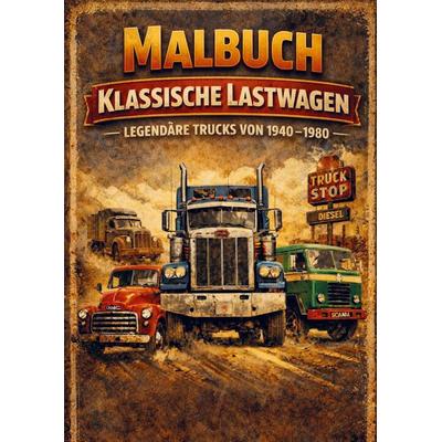 Malbuch, Klassische Lastwagen, Taschenbuch von H. Mourits, Brave New Books, 978-94-6538-717-8