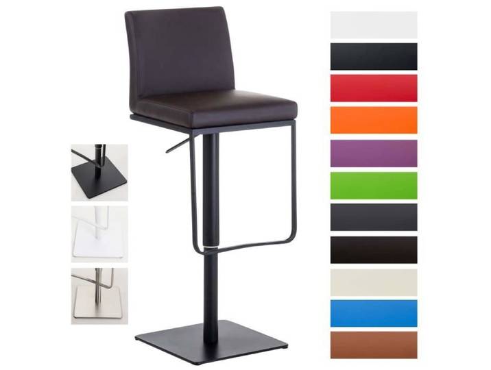 Tabouret de Bar - CLP - Panama - Similicuir - Métal Noir - Réglable en Hauteur