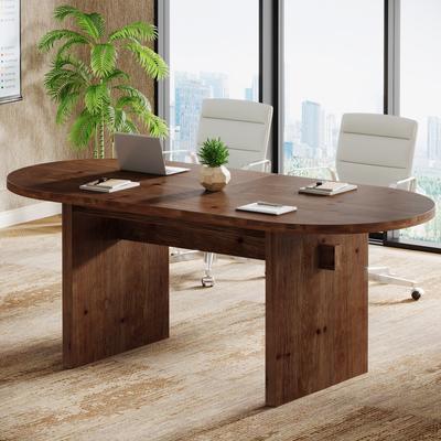 Bluebell 5.24 ft Solid Wood Oval Conference Table for 6 People - Large