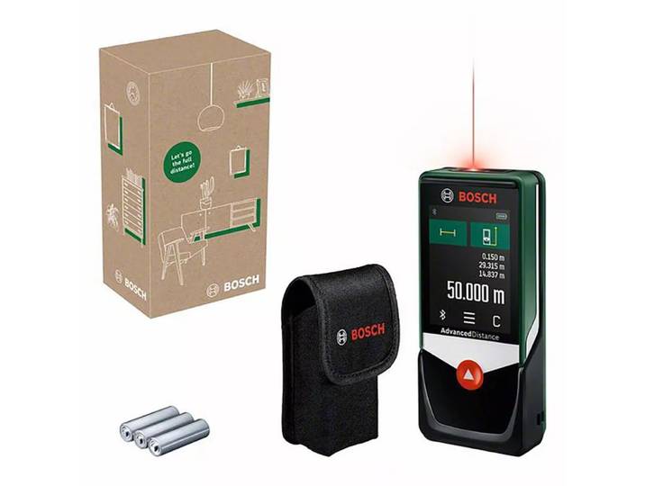 Bosch Home and Garden - Digitaler Laser-Entfernungsmesser AdvancedDistance 50C, eCommerce-Karton, Multicolor