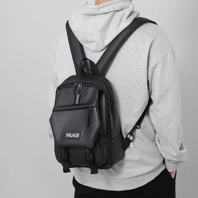 Mini Leather Backpack For Men Compact PU Leather Travel Chest Bag Small Sling Backpack Mini Leather Backpack For Men Compact PU Leather Travel Chest Bag Small Sling Backpack