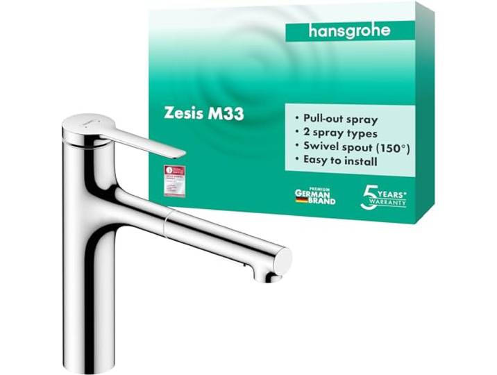 hansgrohe Zesis M33 Mitigeur de cuisine 160 avec douchette extractible 2 jets\, chromé\, 74801000