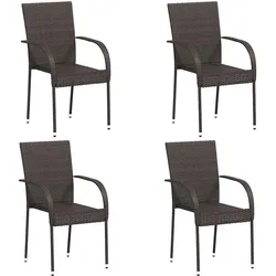 vidaXL Stapelbare Gartenstühle 4 Stk. Poly Rattan Braun