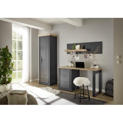 Büromöbel-Set OTTO HOME "Westminster", grau (grau dunkel), B:204cm H:203cm T:60cm, Holzwerkstoff, Metall, Arbeitsmöbel-Sets, Büromöbel-Set, im romantischen Landhausstil, exclusiv by Otto