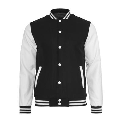 Allwetterjacke URBAN CLASSICS "Urban Classics Herren Oldschool College Jacket", Herren, Gr. M, schwarz, weiß, 50% Wolle, 50% Viskose, mehrfarbig, normal, amerikanischer Ausschnitt, Jacken