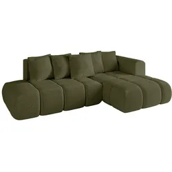 ECKSOFA Ottomane Rechts CLOUD-L-v1 280x185x90 Grün Bouclé