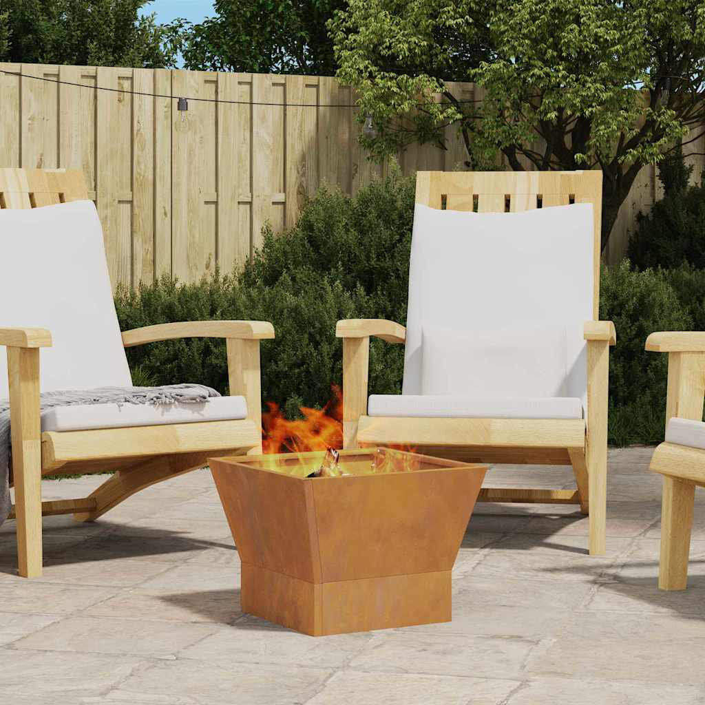 Metro Metal Fire Pit Brown 30cm H x 40cm W x 40cm D