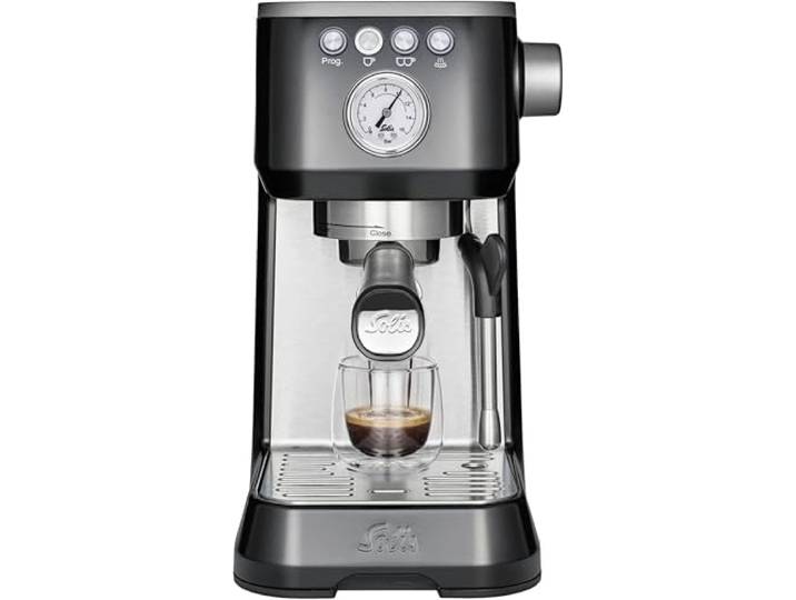 Solis Barista Perfetta Plus Espressomaschine, Schwarz Halbautomatisch, Mit Milchschäumer, Programmierbar, Abnehmbarer Wassertank, Heißwasser- und Dampffunktion