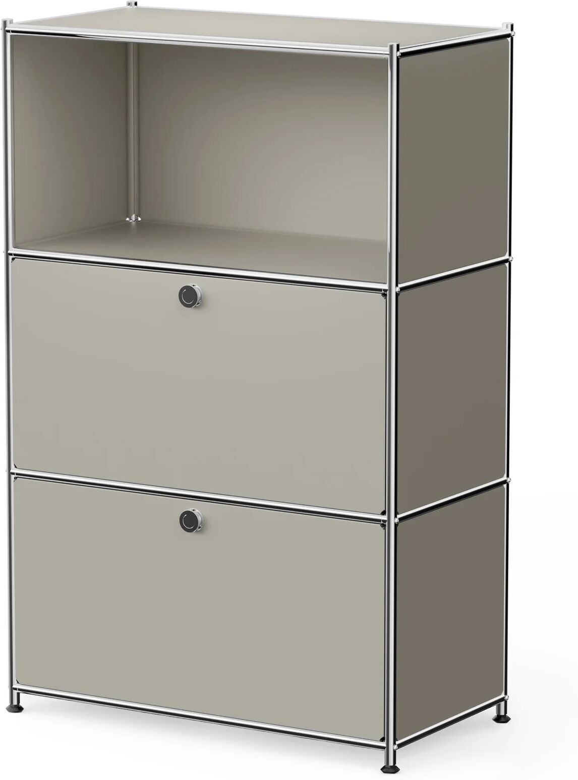 Tchibo - Kommode Metall »Cn3« mit 2 Klappenfächern - 77x40x120,5cm - hellgrau -