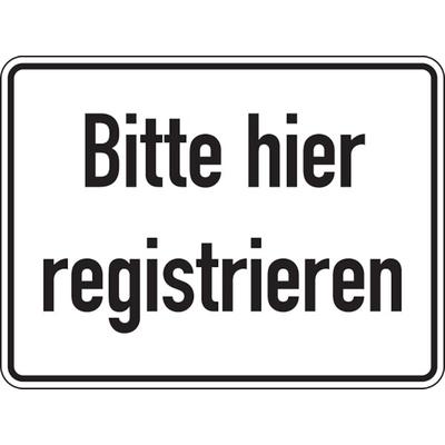 Aufkleber Hinweisschild, Bitte hier registrieren, Folie - 300 x 200 mm Folie selbstklebend