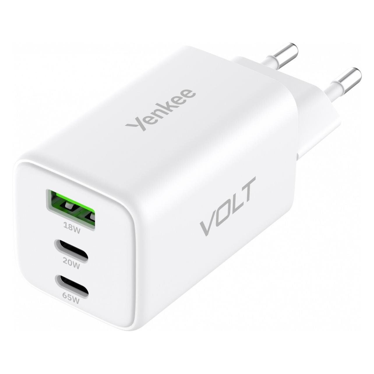 Yenkee YAC G65 WH VOLT USB C 65W 3A Netzteil (65 W, 3 Ports) (8590669376834)