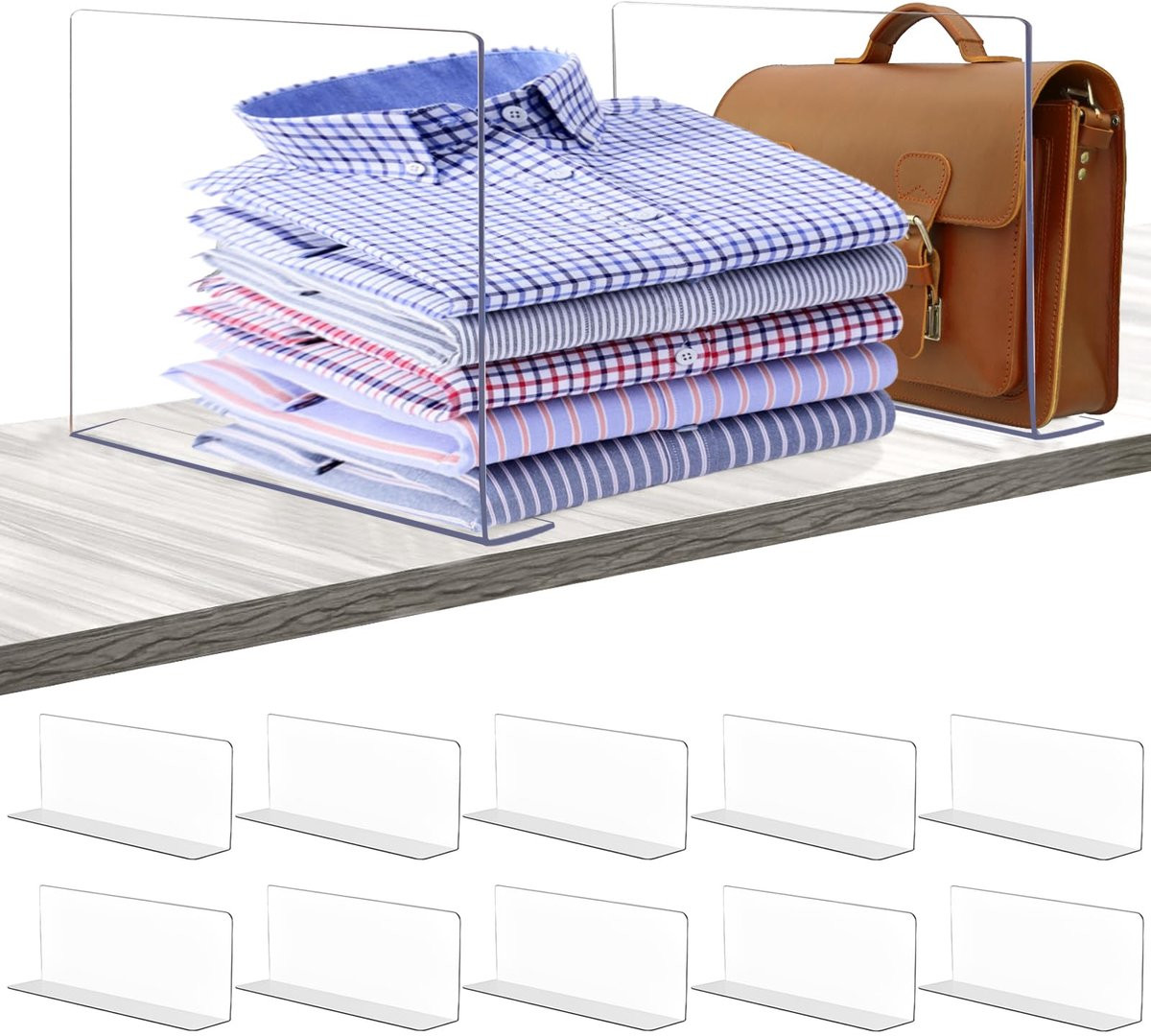 Set van 10 Transparante PVC Plankverdelers voor Ruimtebesparing