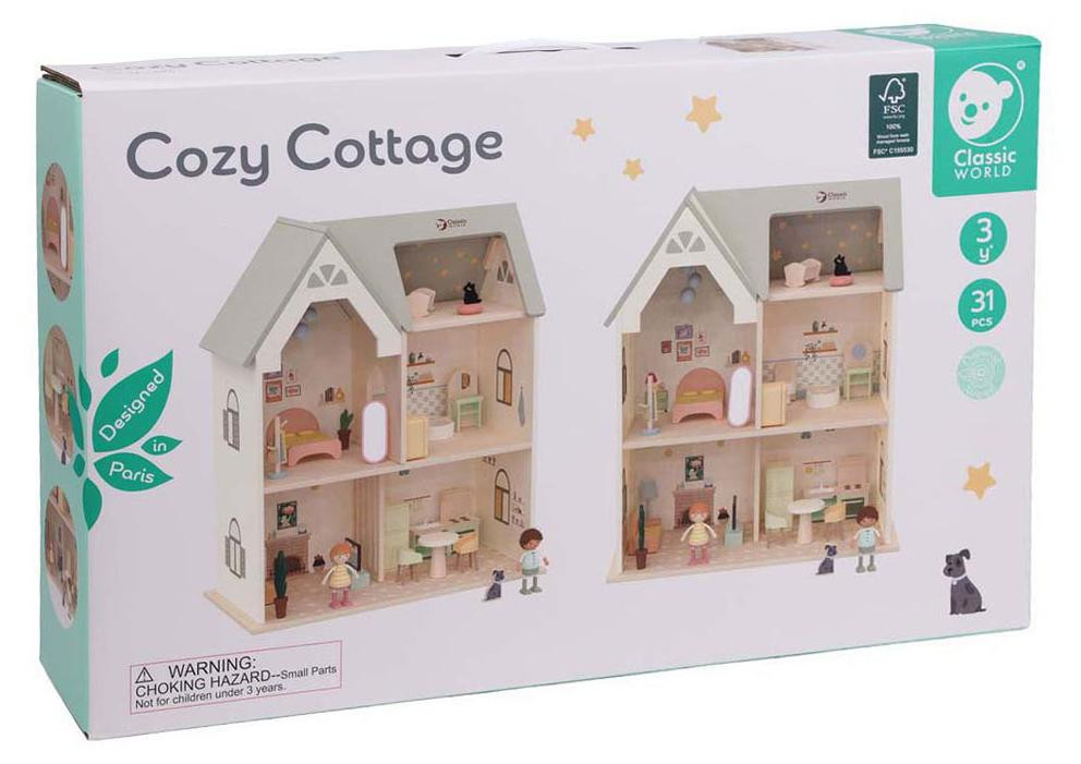 Classic World Houten Poppenhuis Cottage met meubels en accessoires