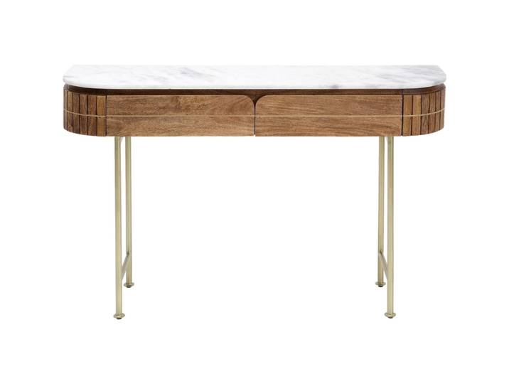 Console en manguier massif et marbre blanc