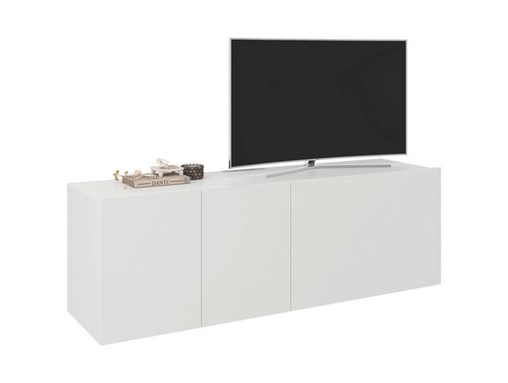 Hom`in Lowboard, Weiß, 3 Fächer, 150x50x42 cm, hängend, in verschiedenen Holzdekoren erhältlich, Wohnzimmer, Wohnwände, Lowboards, Lowboards hängend