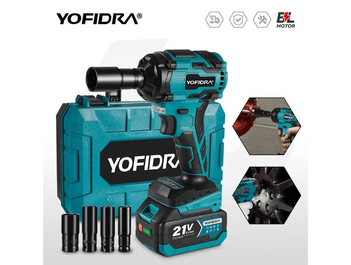 YOFIDRA 1000N.m clé à chocs électrique sans brosse 1/2 tournevis à douille Rechargeable sans fil outil électrique pour broche de batterie Makita