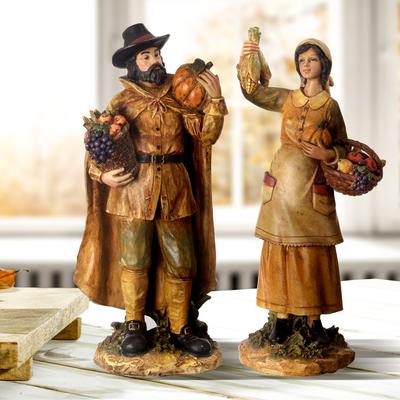 Regency International "Resin 12.5"" Harvest Pilgrims Set of 2 - Multi"