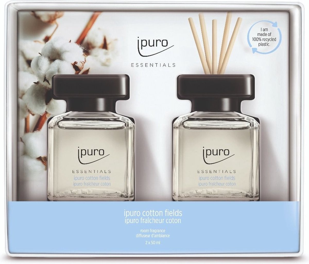 Ipuro Cotton Fields Giftset met 2x50ml geurstokjes
