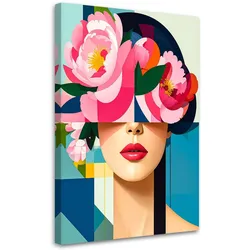 LEINWANDBILD Blumen Frau inspiriert vom Bauhaus 40x60cm