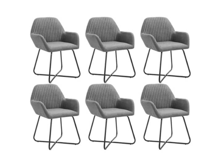 6 Pack Esszimmerstühle aus Stoff Dunkelgrau mit Armlehnen und Stahlbeinen Stoffbezug, Armlehnen, pulverbeschichtete Stahlbeine, 110 kg Belastbarkeit, modernes Design, für Esszimmer und Wohnzimmer