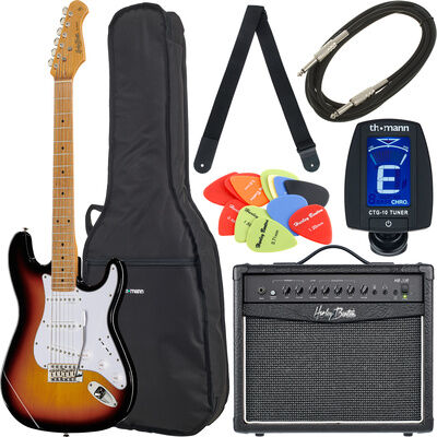 Harley Benton ST-62MN SB Vintage Bundle 1 Schwarz