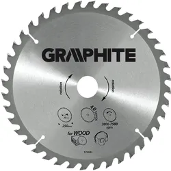Graphite, Sägeblatt, Graphitkreissäge 216x30x3,2mm 60 Zähne. (57H681)