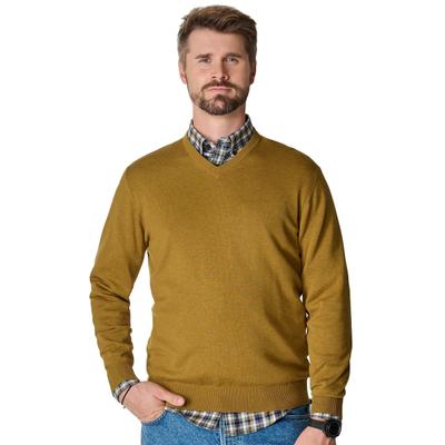 Strickpullover CASAMODA "CASAMODA Pullover uni", Herren, Gr. XXL, gelb, 100% Baumwolle, Pullover Strickpullover