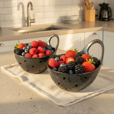 Storied Home Set of 2 Stoneware Colanders