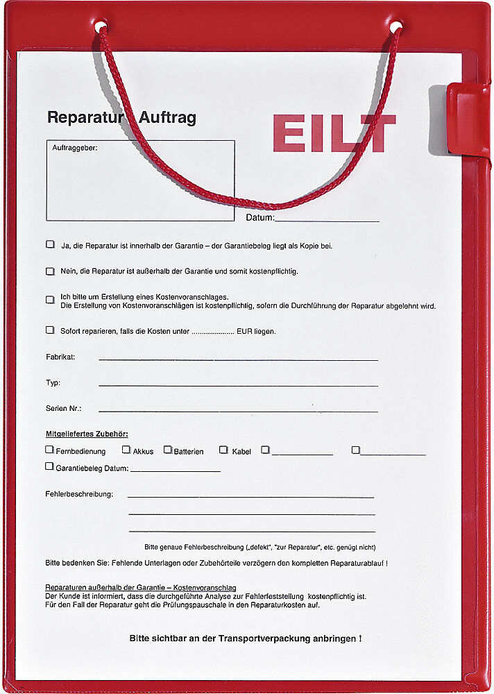 Auftragstasche, DIN A4, VE 10 Stk, rot EICHNER