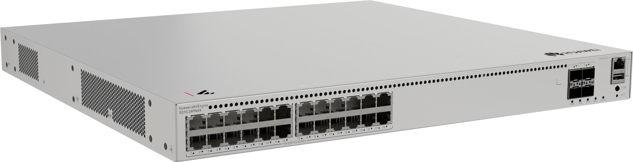 HUAWEI eKit S310 Series S310-24PN4X, Managed, L2+, 2.5G Ethernet (100/1000/2500), Power over Ethernet (PoE), Rack-Einbau, 1U