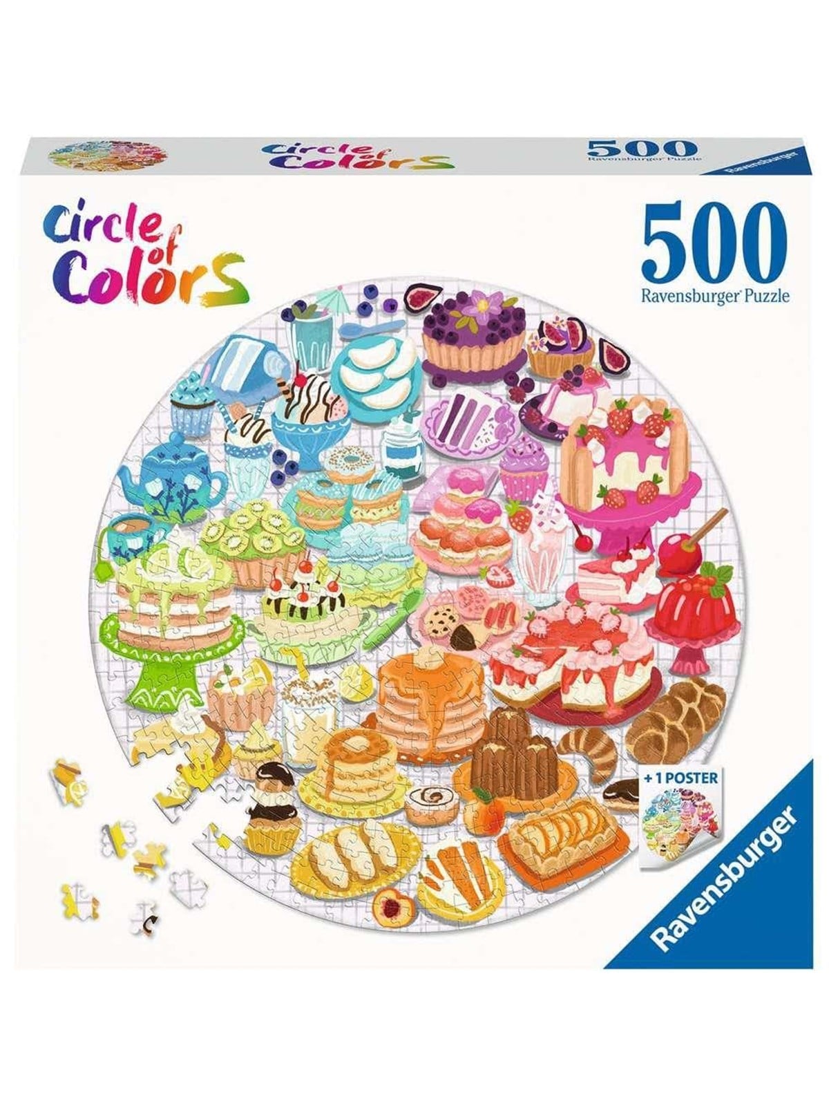 Ravensburger Jigsaw Puzzle Round Circle of Colors Desserts Pastries 500st. 2D Puzzles