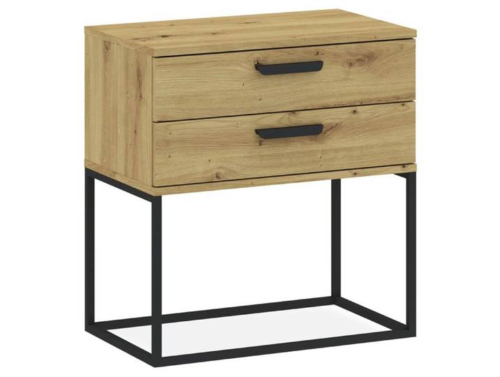Table de chevet large et haute RECTUS - L60 cm - Décor Chêne