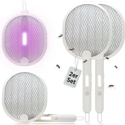 Olympia 2er Set Elektrische Fliegenklatsche Akku UV Licht Insektenfalle USB-C Klappbar