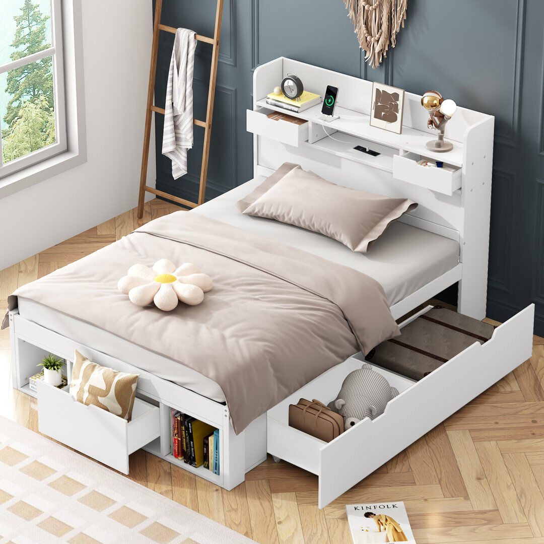 Latitude Run Single (3') Standard Bed Frame with Storage Included White