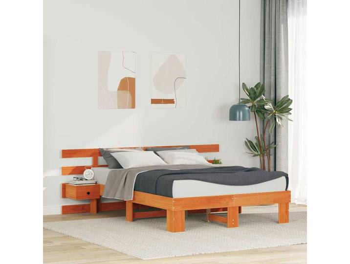 furnicato Bett Bettrahmen mit Kopfteil 120 x 200 cm Massivholz Braun (1-tlg), Plattform-Lattenrost inklusive für dein stabiles Doppelbettgestell