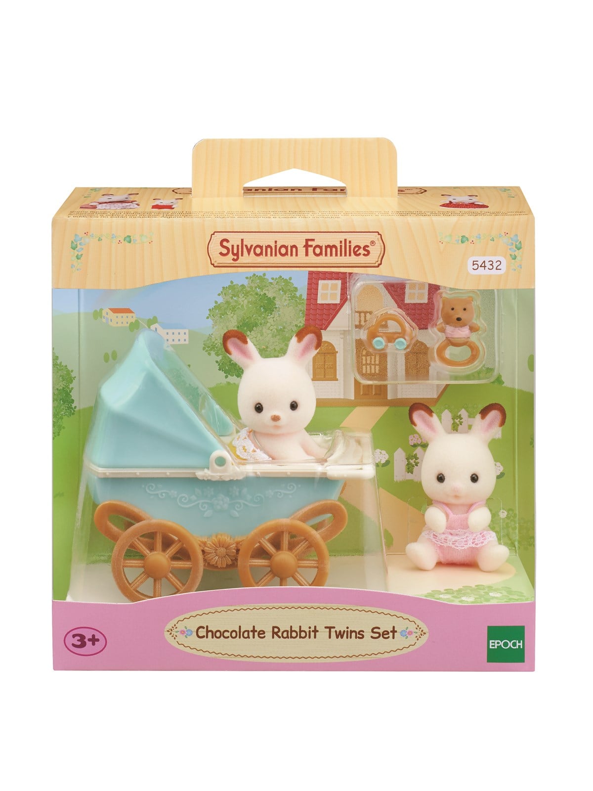 Sylvanian Families Chocolate Rabbit Twins Set with Pram