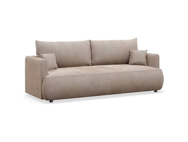 Selsey Schlafsofa 3 Sitzer mit Schlaffunktion und Bettkasten 226 cm – Beige Velours Stoff – Modernes Sofa Bed für kleine Wohnzimmer & Gästezimmer