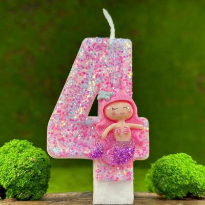 Inspired Living Pink Mermaid Number Birthday Candle For Cake Decoration And Party Celebrations 4