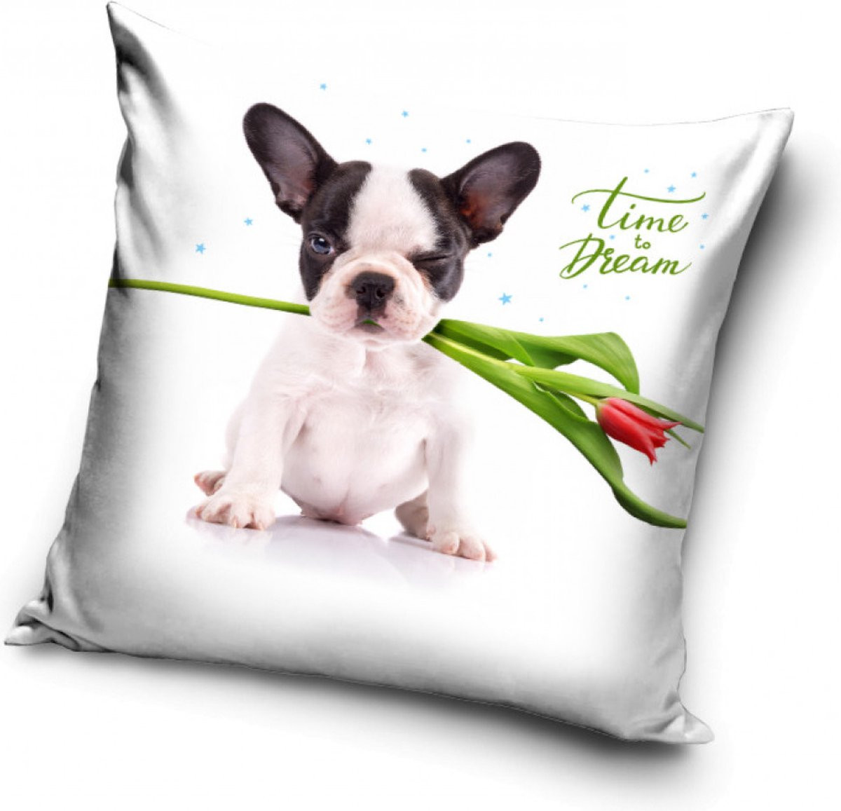 Sierkussensloop Bostonterriër puppy Time to dream - 40 x 40 cm