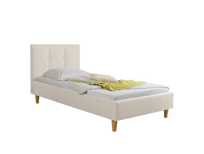 Polsterbett Havdrup 100 x 200cm Strukturstoff Beige/Beige