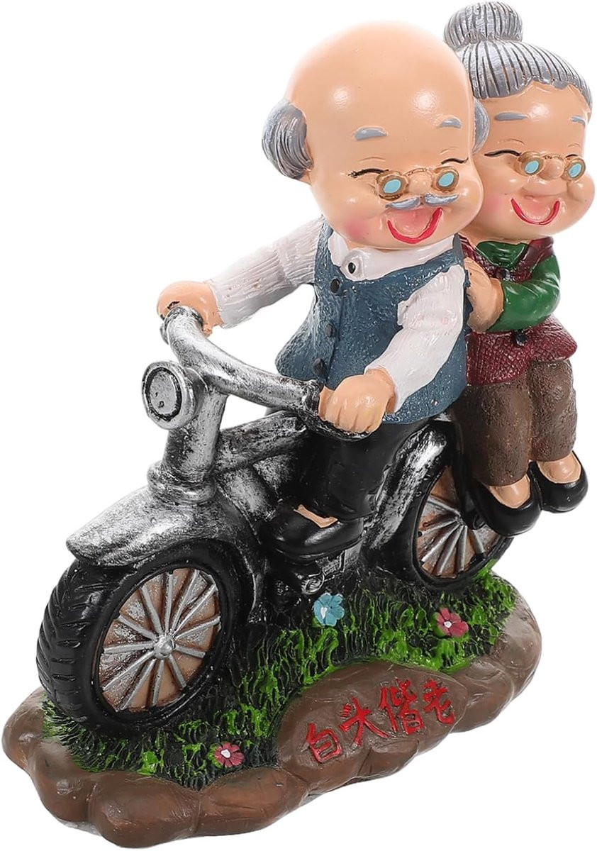 Sentimenteel Hars Beeldje Oud Paar voor Woondecoratie - 14,5 cm