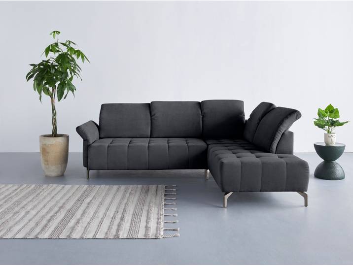 Ecksofa, 260x220 cm, Mikrofasern, Grau, Ottomane Rechts, Modern, Inosign