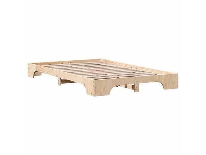 Lit Double Bois - KENNETH - Structure de lit - 2 Personnes - Pin massif 197x127x17 cm - Bois massif en pin LL7897
