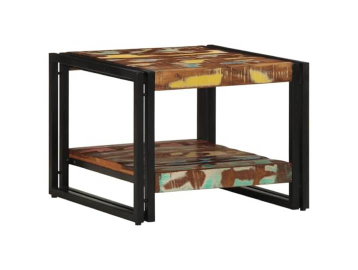 KTHLBRH Couchtisch Mehrfarbig 50 x 50 x 38 cm Massivholz Recupero Stabiles Eisen, robuste Platte, pflegeleicht, vielseitig verwendbar als Beistelltisch oder Serviertisch