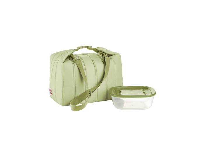 Grand sac isotherme vert à bandoulière et boîte hermétique Bio